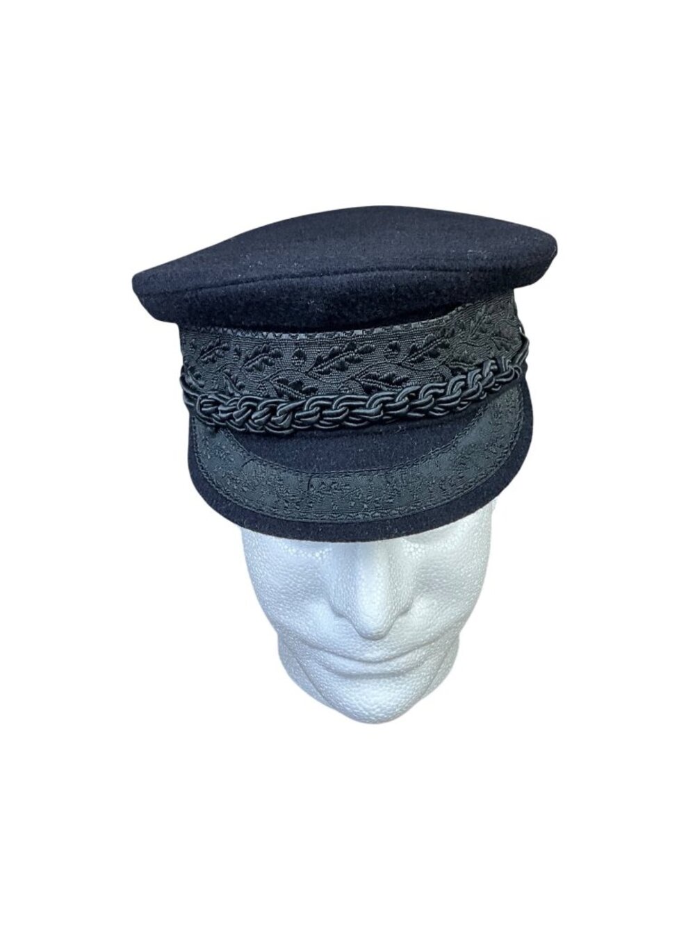 Echte Prinz Heinrich Mütze Black Wool Sailor Cap Embroidered Nautical Accent
